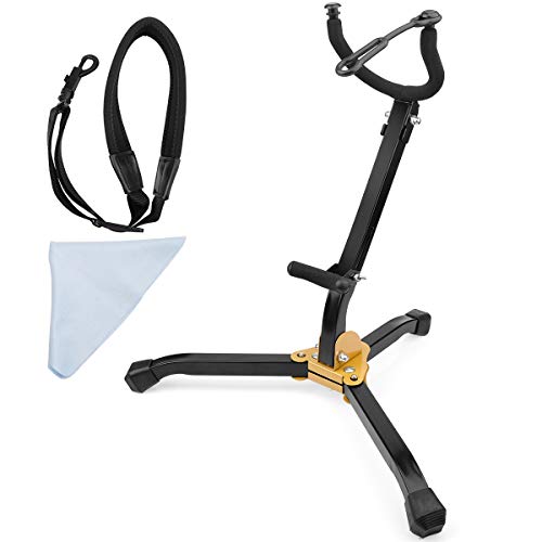 Eison Saxophone Stand Foldable Alto/Tenor Sax Stand Saxophone Bracket Sax Holder Adjustable Triangle