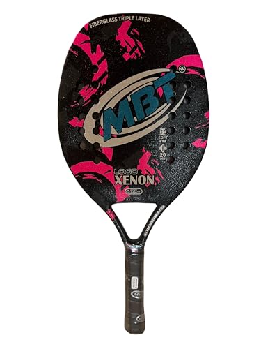 MBT LOGO XENON, Racchetta Beach Tennis Fibra di Vetro - Superficie ruvida - Eva Soft – Leggera e Bilanciata – Profilo 20 mm - Custodia inclusa