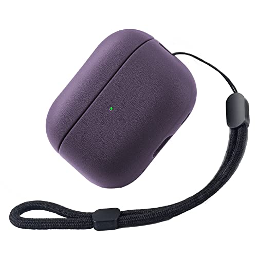 Teyomi Funda Compatible con AirPods Pro 2ª generación, Toque de Cuero Funda para Apple Airpods Pro 2 con Correa de Mano, TPU airpods Pro 2 Case (Violeta)