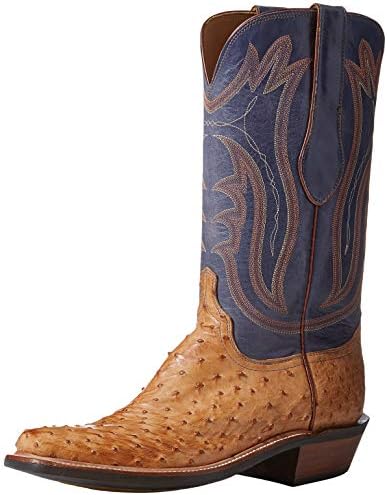 Lucchese Bootmaker Men's Hector Western Boot, tan/Navy, 7.5 2E US