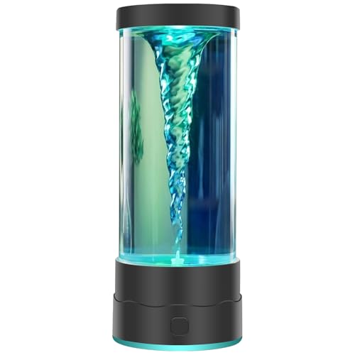 SUNDISC Tornado Lamp - Novelty LED Sensory Liquid Motion Night Light Exclusive Dual-Bead & Quiet Motor Cool Tech Gifts for Men Women Teens Unique Desk Gadgets for Gaming Room Office Decor