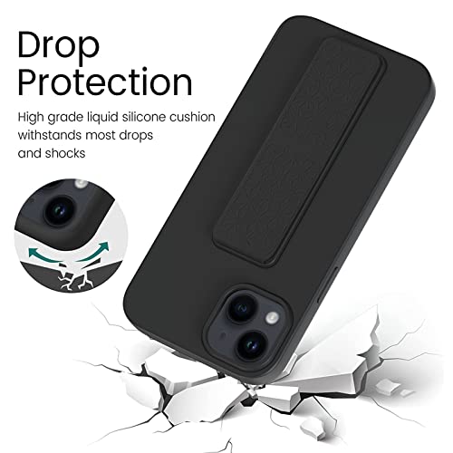 Coque silicone iPhone 15 Plus antichoc avec support et dragonne noir