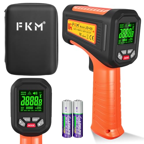50:1 FKM Infrared Thermometer High Temperature Gun -58°F ~3272°F,Non Contact Digital IR Temp Gun,High Precision Laser Thermometer Gun for Cooking,Kilns,Forges,Engine,HVAC,Industrial and Home Repair
