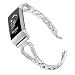 bayite Bling Metal Bands Compatible Fitbit Charge 3 & Charge 3 SE, Replacement Metal Bracelet with Diamond Dressy Wristband Women, Silver