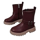 Girls Combat Boots Waterproof Side Zipper Ankle Booties Fashion Anti Slip Low Heel Shoes Comfy Outdoor Hiking Boots
