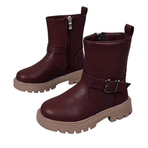 Ankle Boots for Girl Side Zipper Low Heel Short Booties 2025 Winter Fashion Dress Shoes for Little Kid Big Kid