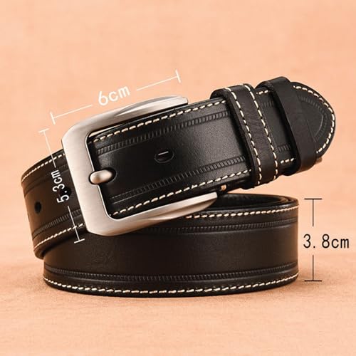 Men's 1 1/2" (38mm) Full Grain Leather Jeans Belt - Stitched Work Business Dress Belt With Prong Buckle4