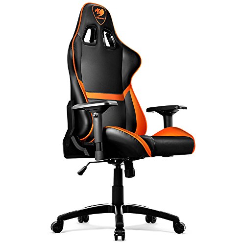 COUGAR ARMOR Sedia da gioco, seduta imbottita e schienale rigido, Nero/Arancione