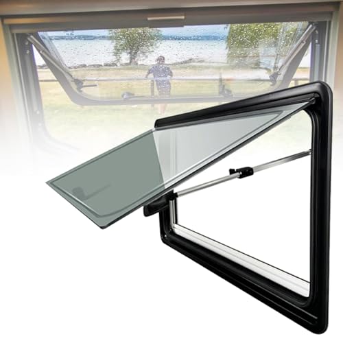 Hao&Yirong RV/Camper Emergency Exit Windows Replacement with Built-in Shades & Mosquito Net UV-Resistant Dual Acrylic Glass 70 Adjustable Opening for Vans Caravans and CargoTrailer