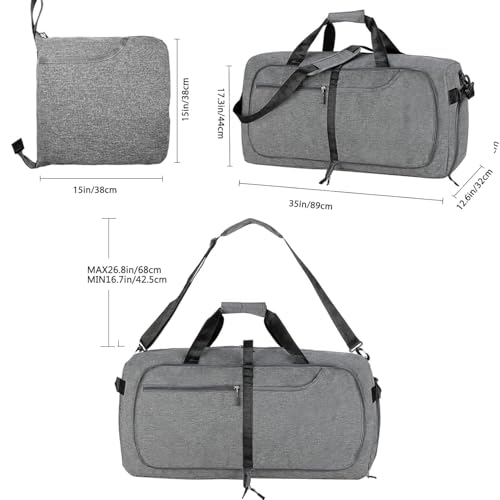 Travel Duffle Bag for Men, Extra Large Foldable Duffel Bags for Traveling with Shoes & Wet Compartment Waterproof Weekender Gym Bag for Men Women(150LDarkgrey)3