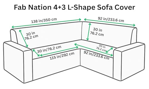 Image of Fab Nation Sofa Cover L Shape 7 Seater with 2 Arm + 2 Setty + 1 Table Cover | Home Furniture Decor