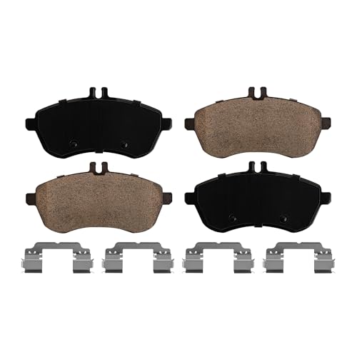 Image of Detroit Axle - Front Brake Pads for 2010-2015 Mercedes-Benz C250 2008-2012 C300 2012-2015 SLK250 Ceramic Brake Pads with Hardware Replacement