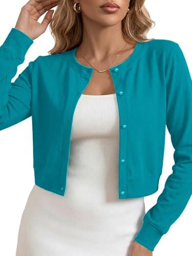Image of Heymoments Women's Thin Shrugs Long Sleeve Lightweight Cropped Tops Open Front Cardigan for Dress S-2XL