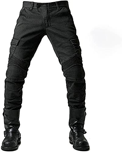 sigaer Motorradhose,Schutzhose,Herren,Motorradjeans,aus atmungsaktivem, verschleißfestem,mit 2 Paar Protektoren an Hüfte und Knie, abnehmbare Pads(Schwarz,4XL)