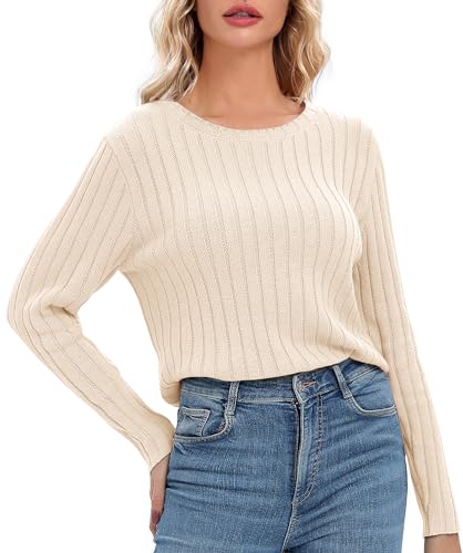 Image of Urban CoCo Women's Lightweight Crewneck Pullover Sweaters Long Sleeve Fall Knitted Sweater Tops