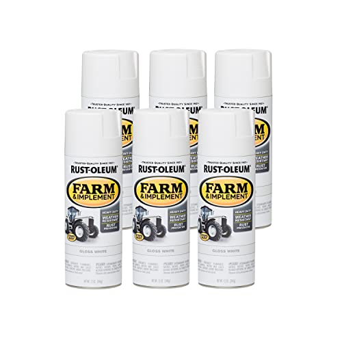 Image of Rust-Oleum 280132-6PK Farm & Implement Spray Paint, 12 oz, Gloss White, 6 Pack