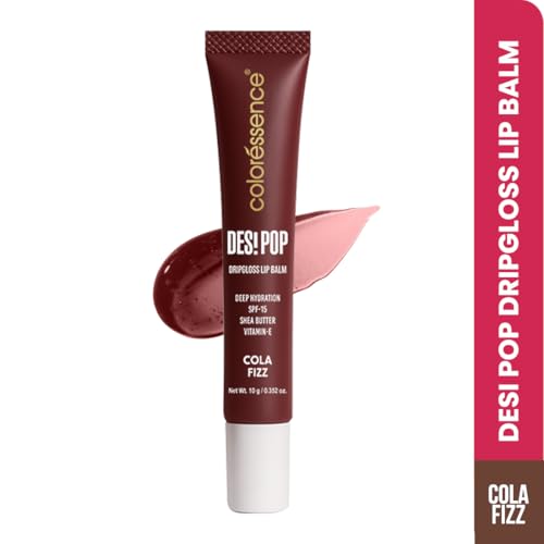 Image of Coloressence Desi Pop DripGloss Lip Balm SPF-15, Cola Fizz, 10gm | Deep Hydration | Enriched with Vitamin E, Shea Butter & Coconut Oil