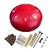 REGIS Steel Tongue Drum 6 Inch 8 Notes, Rain Drum Style Calming Percussion Instrument for Relaxation & Meditation, Musical Gift for Adults & Beginners(red)