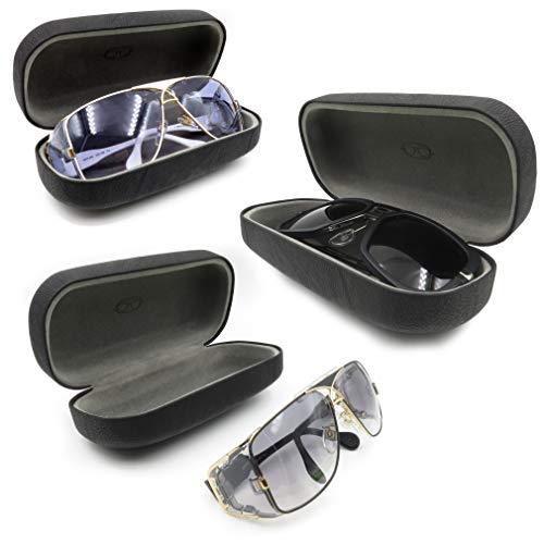 Image of MyEyeglassCase - Large Sunglasses Case - Glasses Holder with Pouch & Cloth - Eyeglass Hard shell Medium - Extra Large frames
