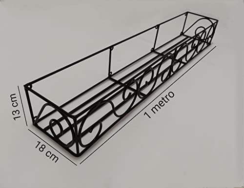 Floreira Artesanal de Ferro Jardineira de Parede com 1 metro Cor Preto 1 Unidade