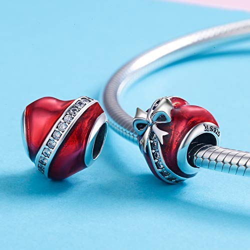 925 Sterling Silver Charm Fit for Pandora Charms Bracelets Bowknot Love Heart Charm Birthday Gifts for Women2