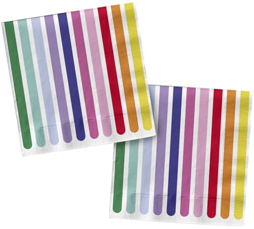Folat 27769 Geburtstag und Party Dekoration Buntes - Servietten - Stripetastic - 33 x 33 cm - 20 Stück - Partyzubehör für Kinder und Erwachsene