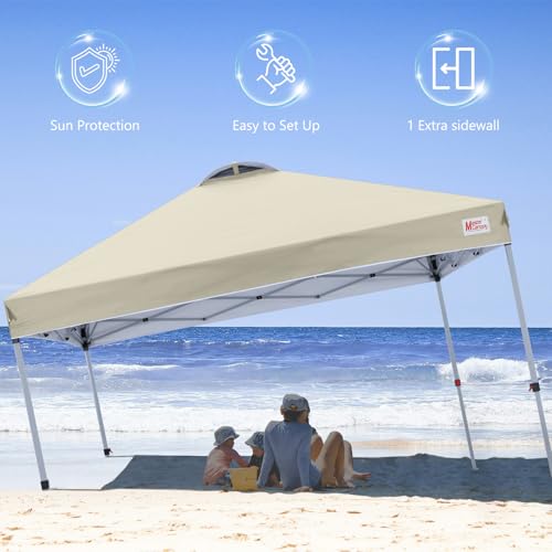 Image of MASTERCANOPY 10x10 Durable Pop Up Canopy Tent with 1 Sidewall, Beige