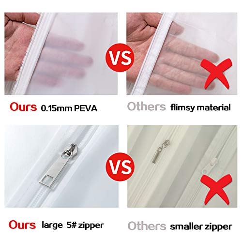 Image of MsKitchen 6 Pack Garment Bags for Hanging Clothes (24x40 inch) - Dustproof Suit Bags for Closet Storage - Durable PEVA Covers with Sturdy Zipper for Coats, Jackets & Dresses (Translucent)