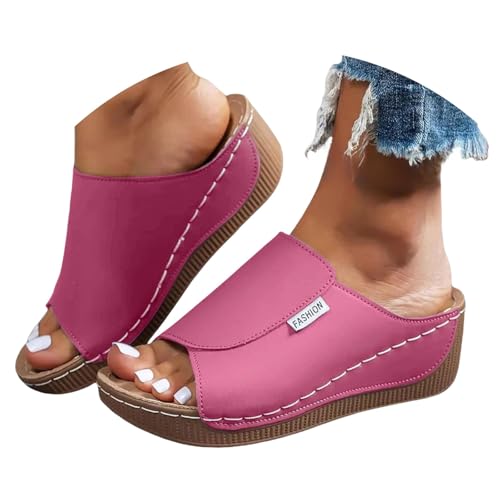 Ciabatte Donna Estive Ortopediche Eleganti Comode Ciabatta Mare con Zeppa Casual Leggeri Sandali Pantofole Punta Aperta Antiscivolo Ciabattina Elegante da Casa Spiaggia Piscina Ciabatte da Passeggio