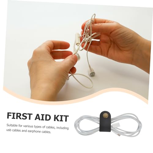 TEHAUX 5 piezas Sujetacables para debajo del escritorio Organizador de cordones de cuero miniatura 2
