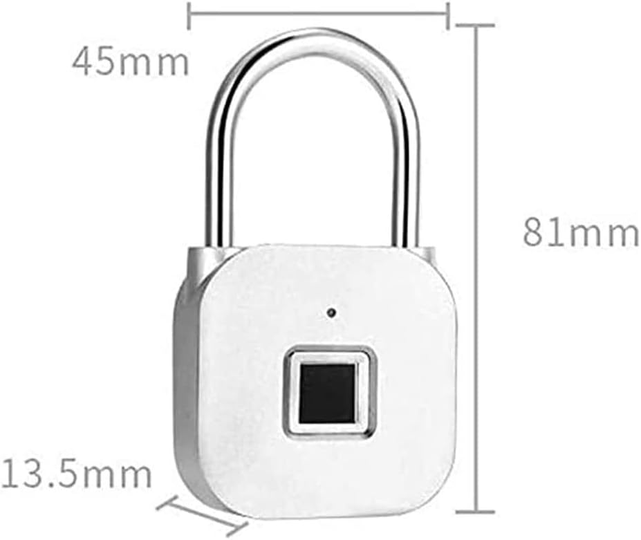 TOEWOE Fingerprint Padlock, Smart Padlock, Waterproof Locker Lock, Keyless Gym Lock, USB Rechargeable Biometric Lock, Suitable for Gym, Door, Backpack, Luggage Suitcase, School Locker