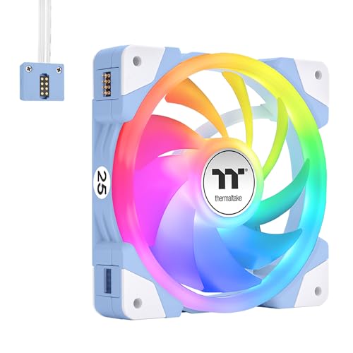 Image of Thermaltake SWAFAN EX 12 ARGB Cooling Fan, Hydrangea Blue, 3-Fan pcak, 500~2000 RPM, Magnetic Connection, Reversable Blades, sync with MB RGB Software, CL-F183-PL12BU-A