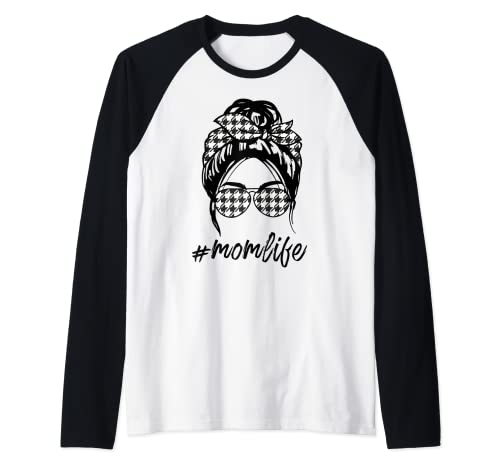 Mamá Vida desordenada Bollo Mujeres Día de la Madre, Peluquero Vida Mamá Camiseta Manga Raglan