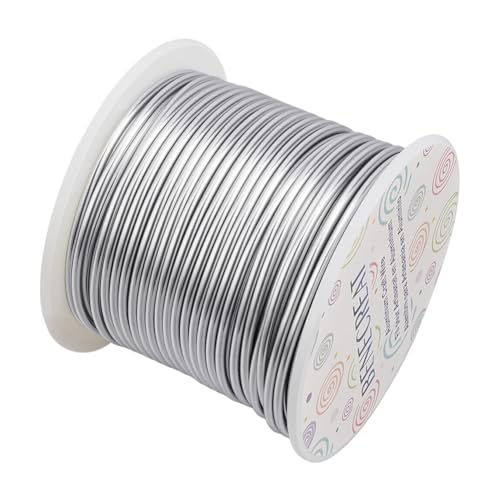 BENECREAT 12 17 18 Gauge Aluminum Wire (,100Ft) Anodized Jewelry Craft Making Beading Floral Colored Aluminum Craft Wire - 12 Gauge Silver