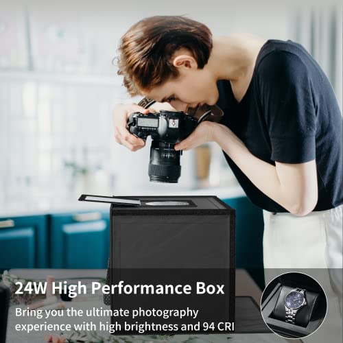 Raleno® 24W Photo Studio Light Box, 12'' X 12'' Portable Photography Tent With 5500K Daylight Bulbs, 94 Cri, And 80 Led Beads, Includes 4 Pvc Anti-Dust Backgrounds (Black, Grey, Orange, White) #TOP1