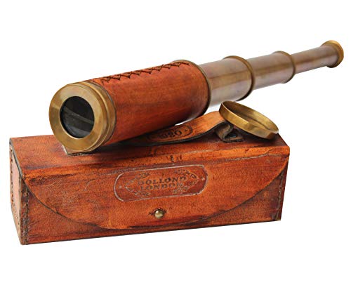 Vintage Brass Spyglass Telescope Dollond London 1920 Nautical Scope with Leather Wrap &...