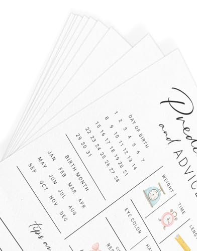 Printed Party Baby Predictions & Advice Cards for New Parents – Baby Shower Game, Wishes for Mommy & Daddy, Gender Reveal Boy or Girl, Modern Minimal Design, 30 Cards - Thumbnail 2