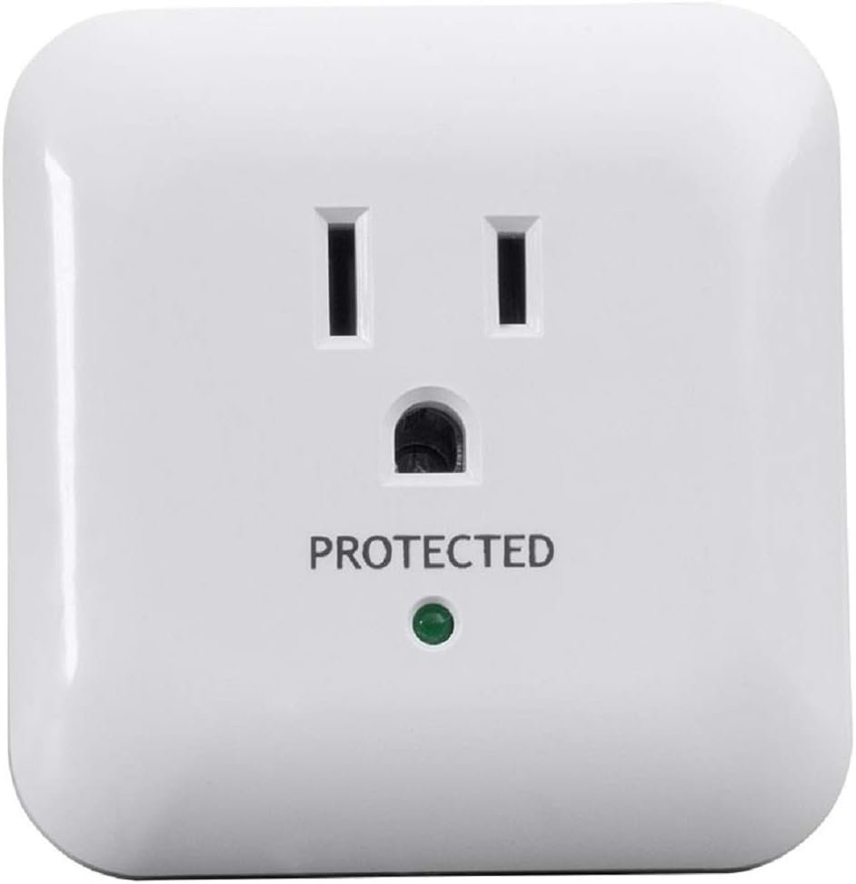 Monoprice Power & Surge - White | 1 Outlet Surge Protector with End of Service Alarm, 900 Joules 15A / 125V / 1875W, 10dB to 60dB