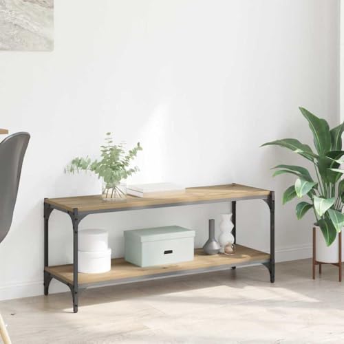 Bucmath TV-Schrank Artisan-Eiche 100x33x41cm, Verbundholz und Eisen, mit 2...