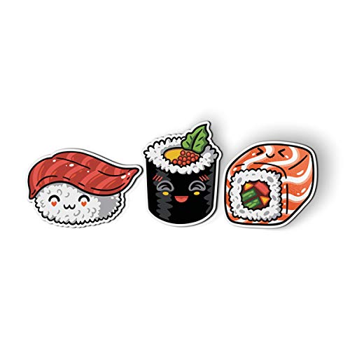 GT Graphics Express Sushi Set of 3 Cute - 3" Each Magnets for Car Locker Refrigerator