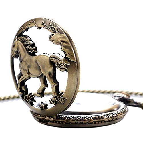 Reloj de bolsillo de moda con colgante de caballo para hombres y mujeres 4