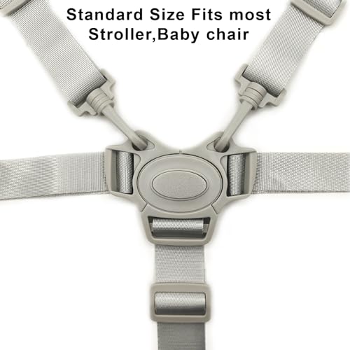 Image of High Chair Straps, Replacement 5 Point Harness Straps for Baby High Chair, Harness Belt for Stroller High Chair Pushchair, Safety and Comfort Material (Grey Button)