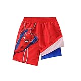 Disney Marvel Spiderman Little Boys Rash Guard Swim Trunks Compression Summer Swim Shorts Kids Swimsuit Red Swimwear UPF 50+Swimming Trunk Surf Bathing Suit Pool Party Playwear Board Shorts 4-5 Years