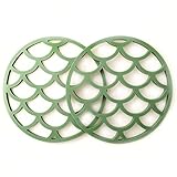 Forest Green Silicone Potholders, Round Trivets, Hot Pads, 2 Pack (5.7 inches)