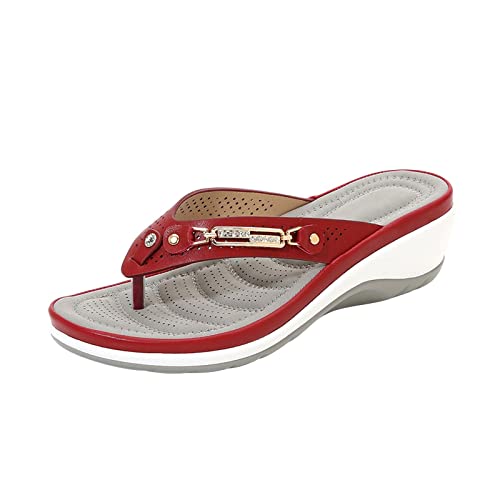 Tong Femme Sandale Élégance à Fond Souple,Tongs de Marche Confortables avec Soutien de la voûte Plantaire,Tongs orthopédiques pour Femmes Sandales Bout Ouvert orthopédiques d'été avec Coin Cover
