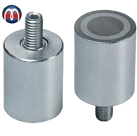 Uchwyt do prętów | magnes mocujący z neodymowego (NdFeB), z czopami gwintowanymi, Ø 6 mm – 63 mm, wymiary: Ø 63 | M12 x 20 | 170 kg siła przyczepności