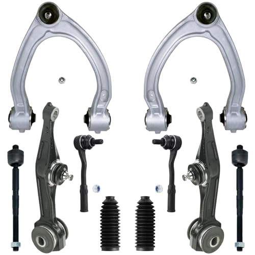 Image of Detroit Axle - 10pc Front End Control Arms Kit for Mercedes-Benz CL500 CL600 S430 S600, CL55 CL65 S55 S65 AMG, 4 Upper Lower Control Arms with Ball Joints 4 Outer Inner Tie Rods 2 Boots Replacement
