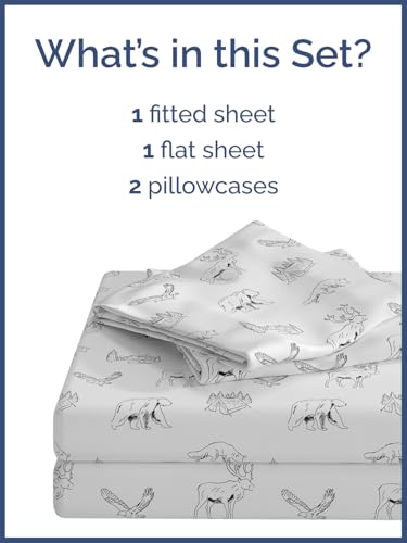 Image of Kids Queen Size Forest Bed Sheets - 4 Piece Kids Forest Sheet Set | Forest Themed Bedding, Ultra-Soft, Cute & Cozy, Breathable & Machine Washable, Kids Bed Set for Boys, Girls, Teens & Toddlers