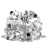 Dimensions Sac seau idéales : 16 x 14 x 10 cm. Spacieuse, cette pochette à sequins peut contenir votre smartphone, votre rouge à lèvres, votre miroir de poche, vos cartes de crédit et un petit portefeuille. Plus besoin de vous encombrer d'un sac volumineux : légère et élégante en toutes circonstances.