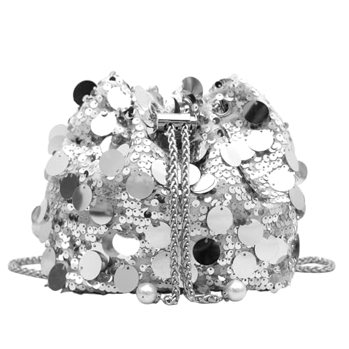 Uwiyo Pochette à Paillettes Femmes, Paillettes Sac à Bandoulière Élégant Soirée Clutch Sacs à Bandoulière avec Chaîne Argentée Noir Sac Paillette...